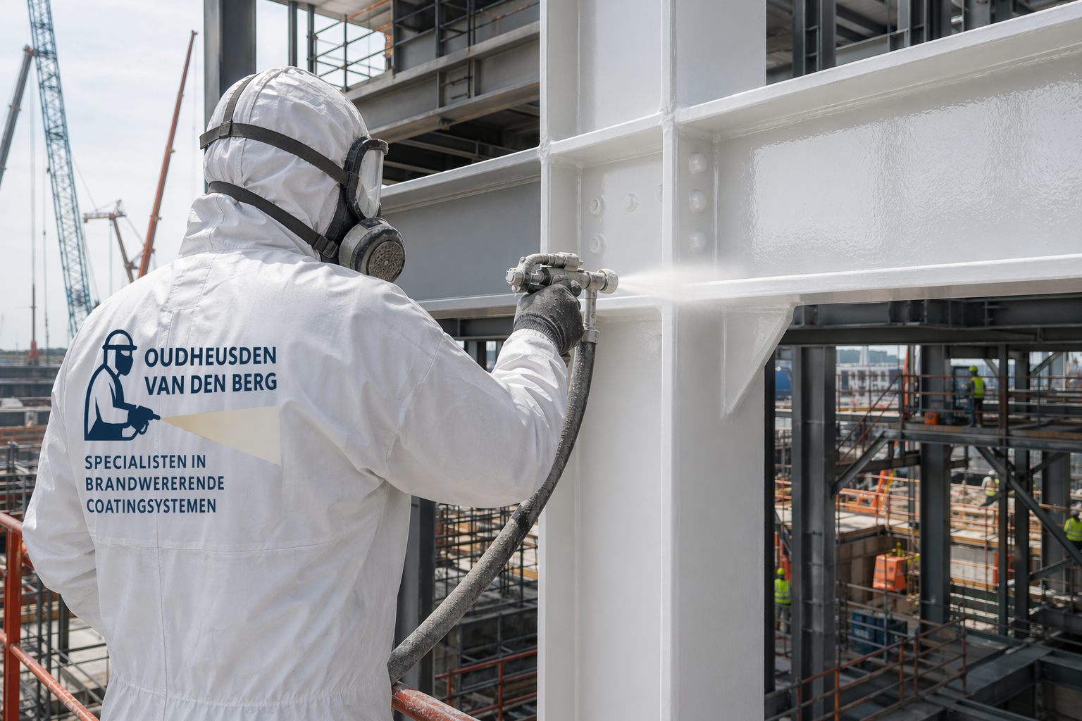 Oudheusden van den Berg aan het werk op de bouwplaats